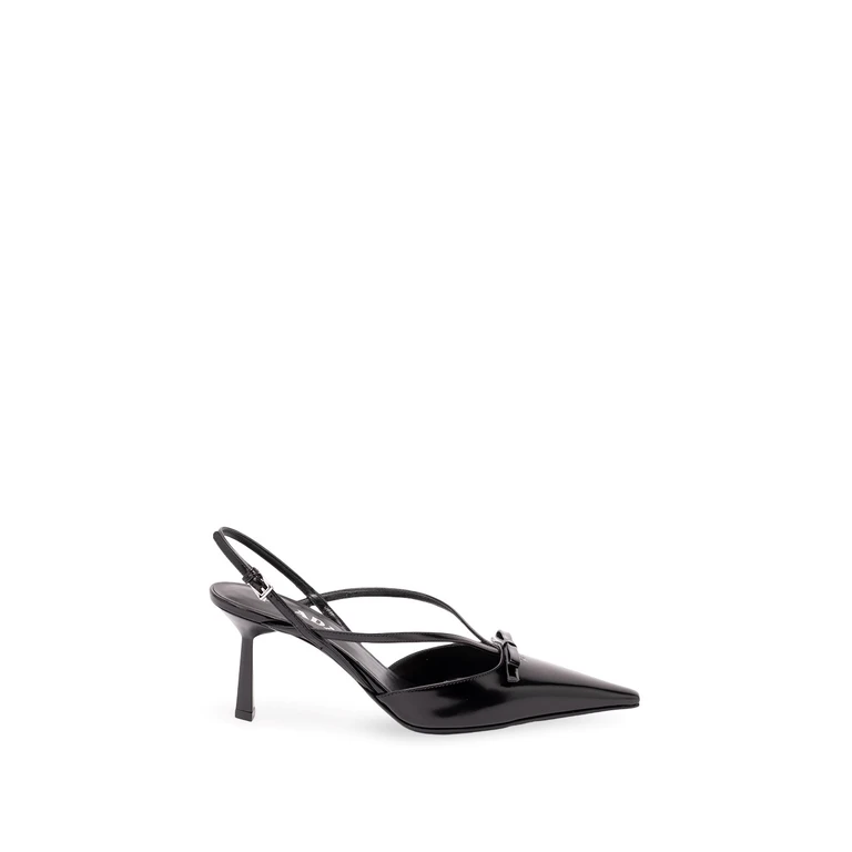 Brushed Leather Slingback Pumps