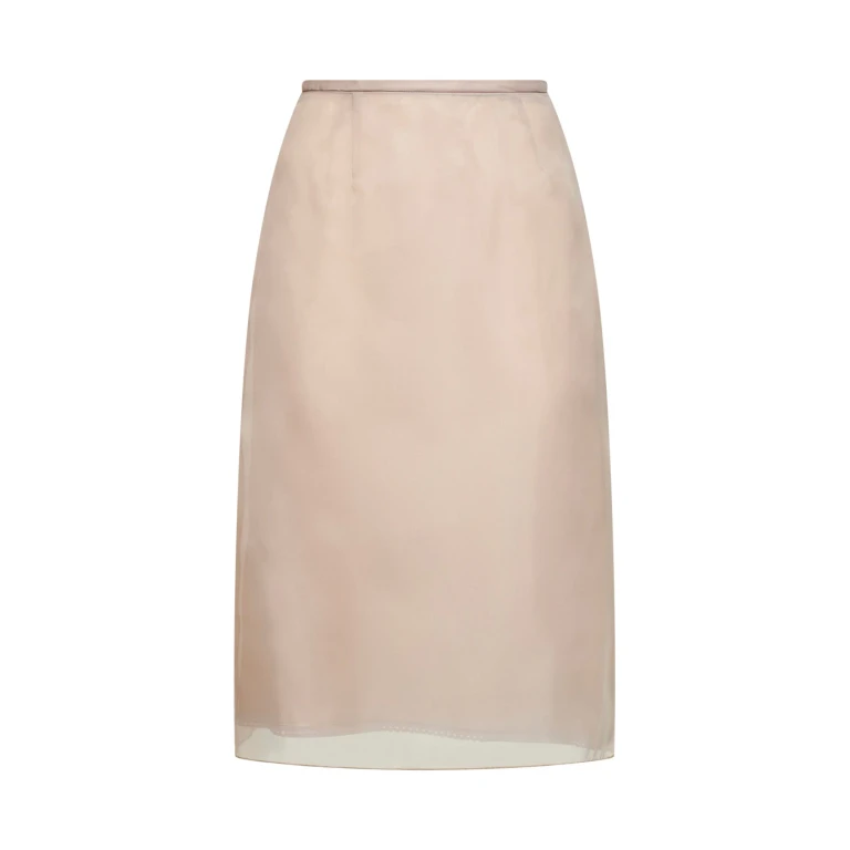 Beige Organza Pencil Skirt