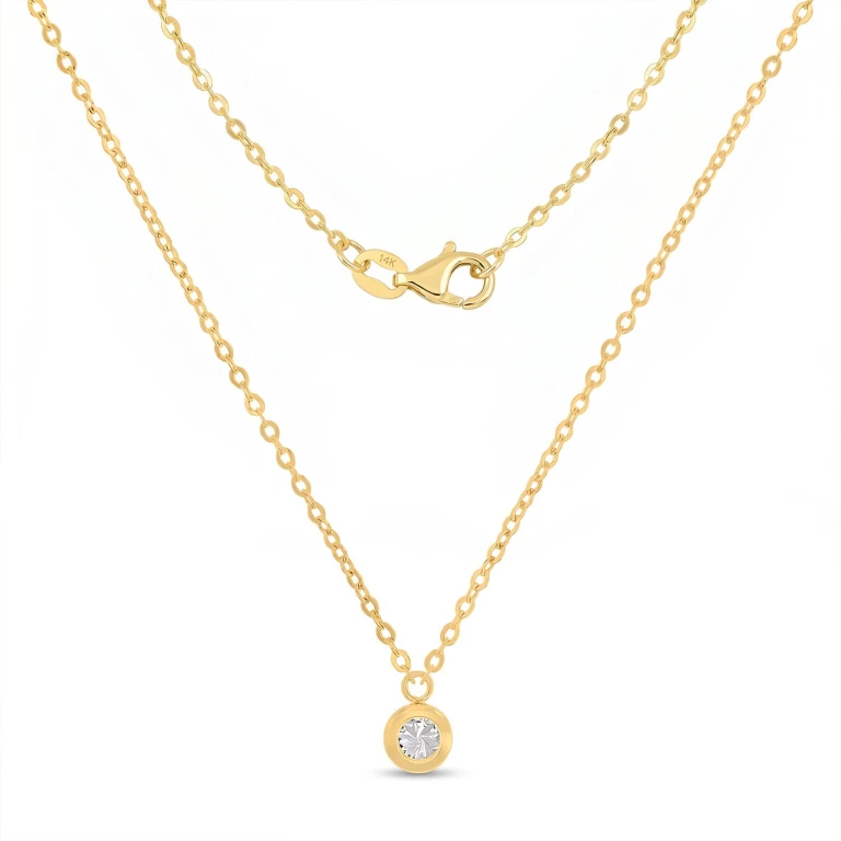 Diamond Cut Bezel Necklace in 14K Gold