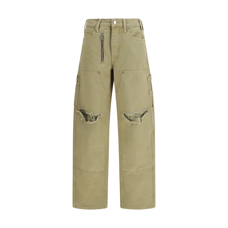 Zip Carpenter Pants Vintage Army Green
