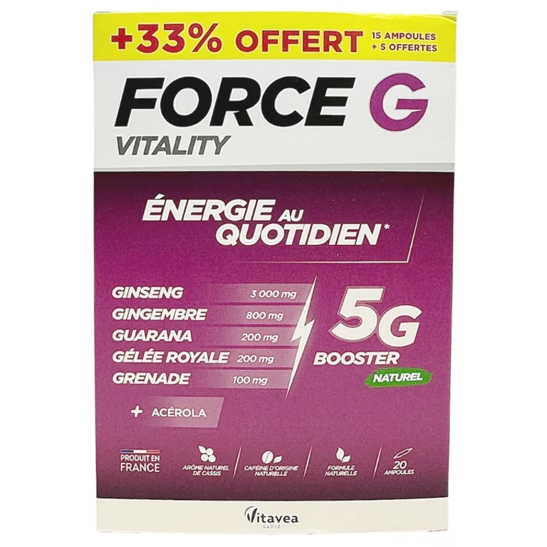 Force G Vitality - Daily Energy 5G Booster Naturale - Cassis flavor 20 vials