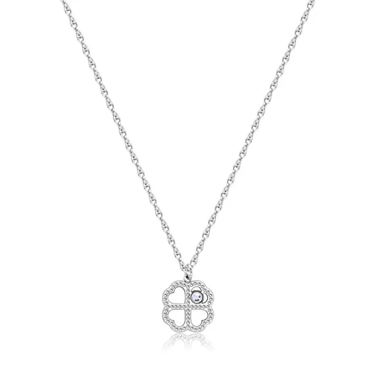Steel Necklace with Lucky Clover Light Skt39