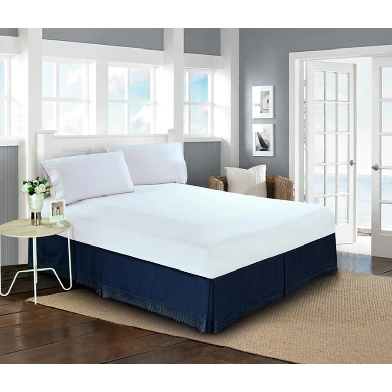 Lace Fringe Bed Skirt - 15 inch Drop - Elevate your Bed