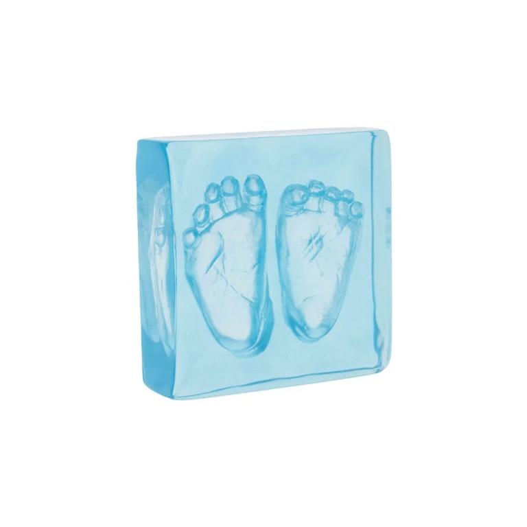 Crystal Memories DeLuxe 3D Frame Handprint & Footprint Baby Blue Footprint Set