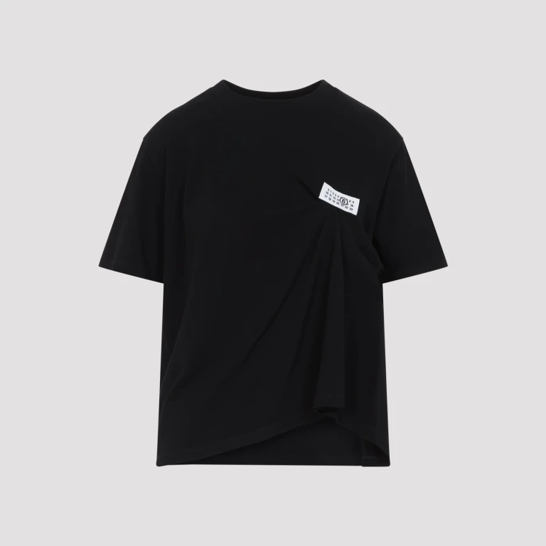 MM6 MAISON MARGIELA Draped Cotton T-shirt with Asymmetrical Hem (S52NF0018M20048103)