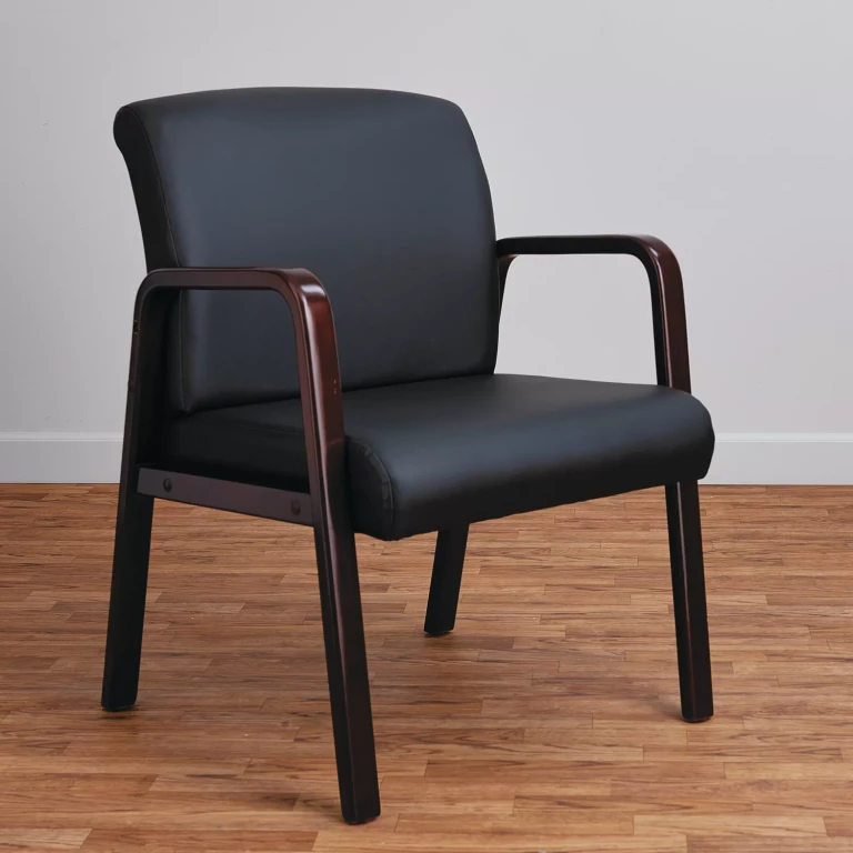 Reception Lounge Series Leather Guest Chair, Mahogany/Black