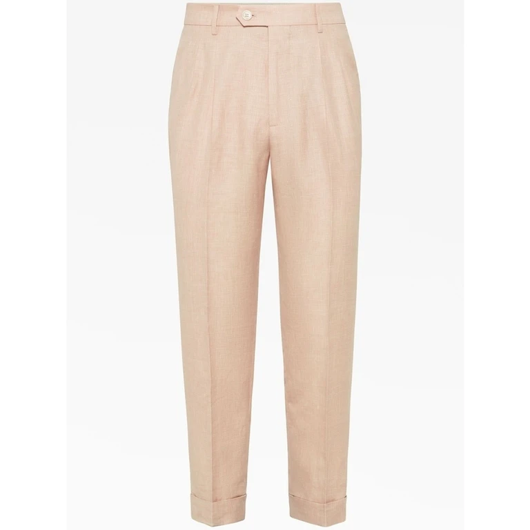 Papaya Wool Linen Tailored Trousers