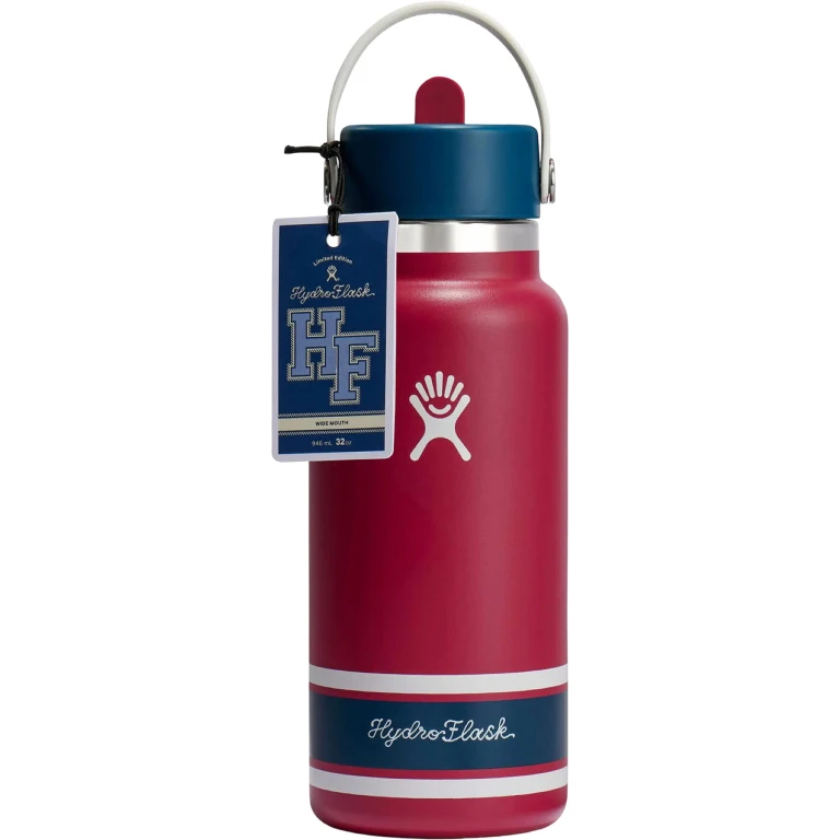 Wide Mouth Insulated Water Bottle with Flex Straw Cap 32oz
