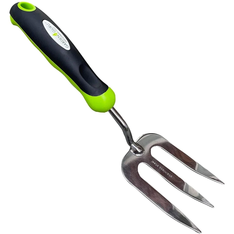 Garden Guru Stainless Steel Hand Rake Fork Soil Tiller