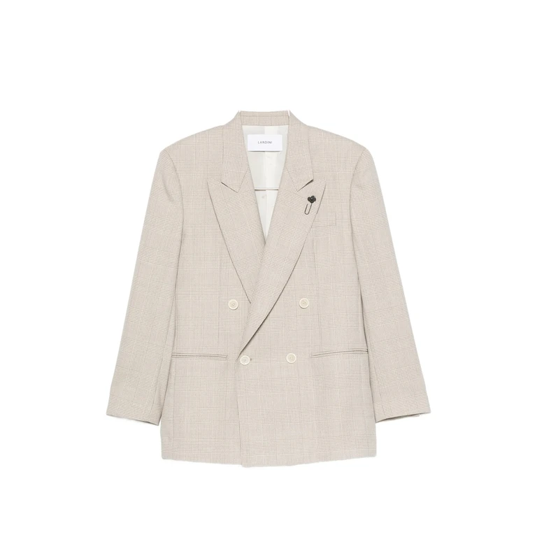 Houndstooth-pattern Double-breasted Blazer
