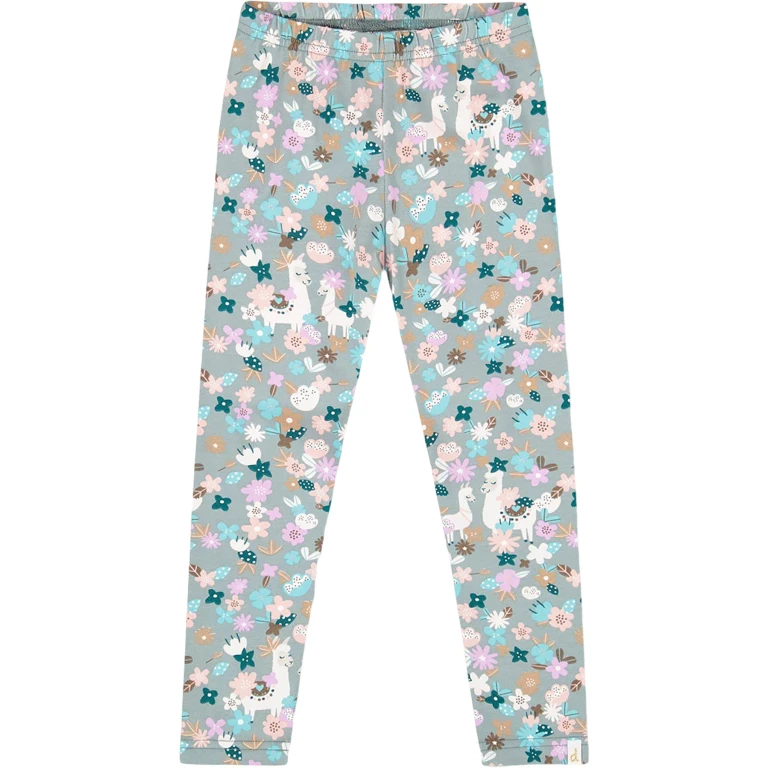 Blue Llama Print Organic Cotton Leggings - Big Girl