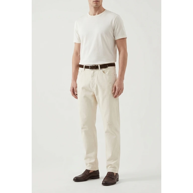 Off White Relaxed Cotton Trousers