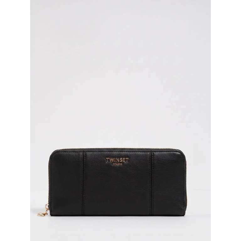 Polyurethane Continental Wallet with Zip Closure and Metal Logo (261TD813100006)