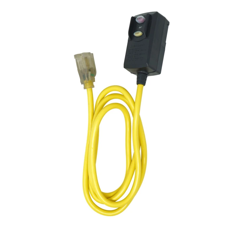 6 ft. 14/3 SJTW Right Angle GFCI Medium-Duty Extension Cord with Power Light Plug:- 6 ft, 14 Gauge
