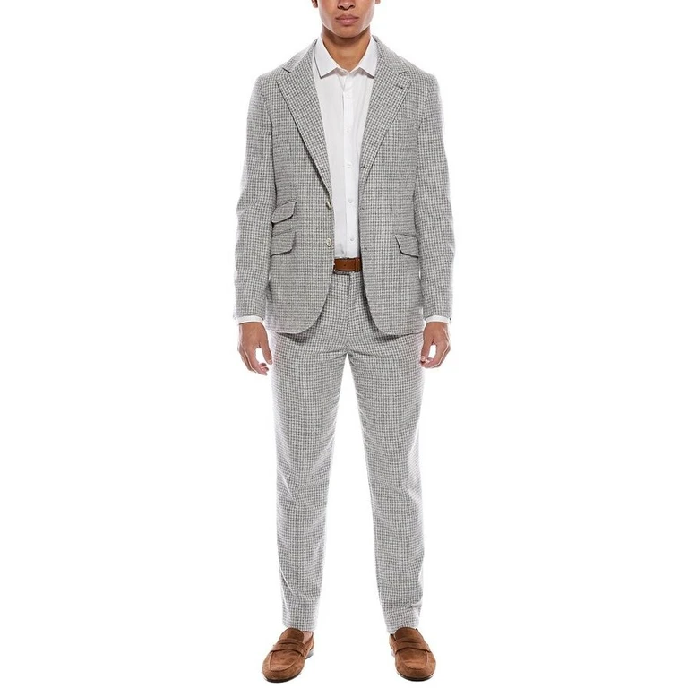 Pearl Wool Blend Three-Button Suit