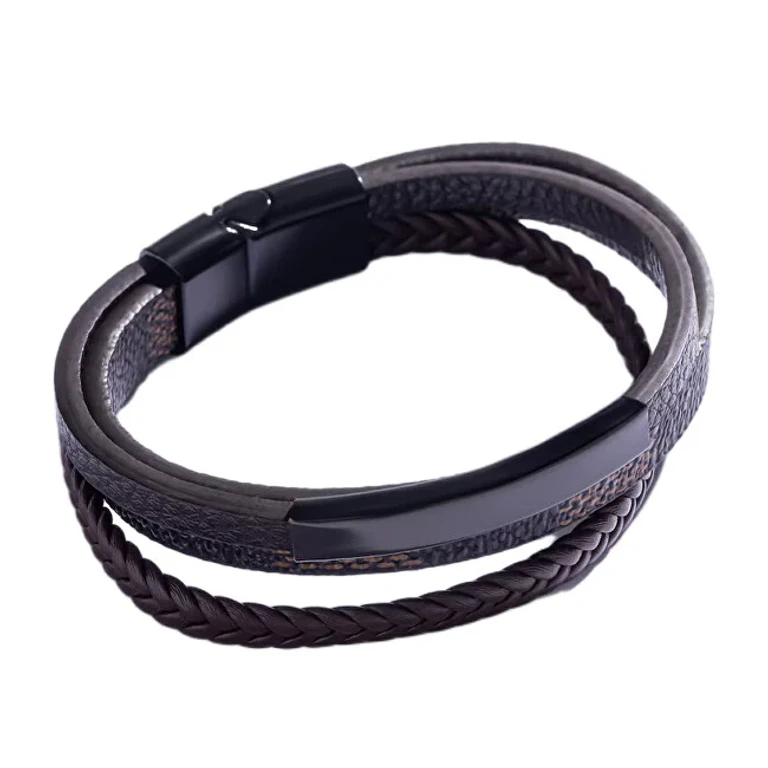 Brown Triple Leather Bracelet for Men Mcgb5039B