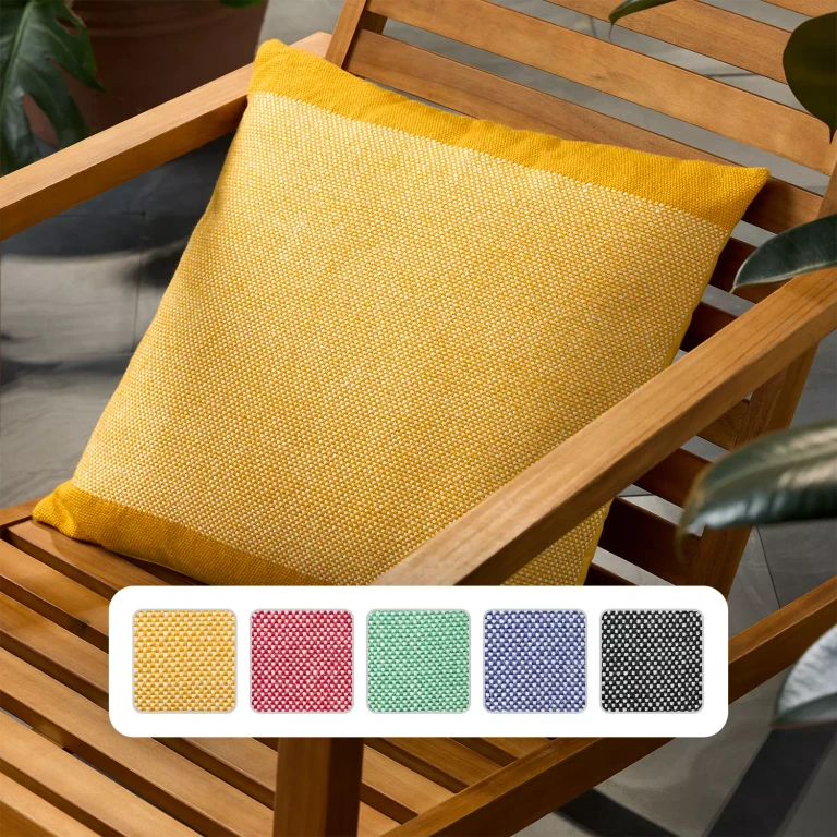 Alara Solid Border Indoor/Outdoor Decorative Pillow:- Yellow/Ivory, 20' x 20'