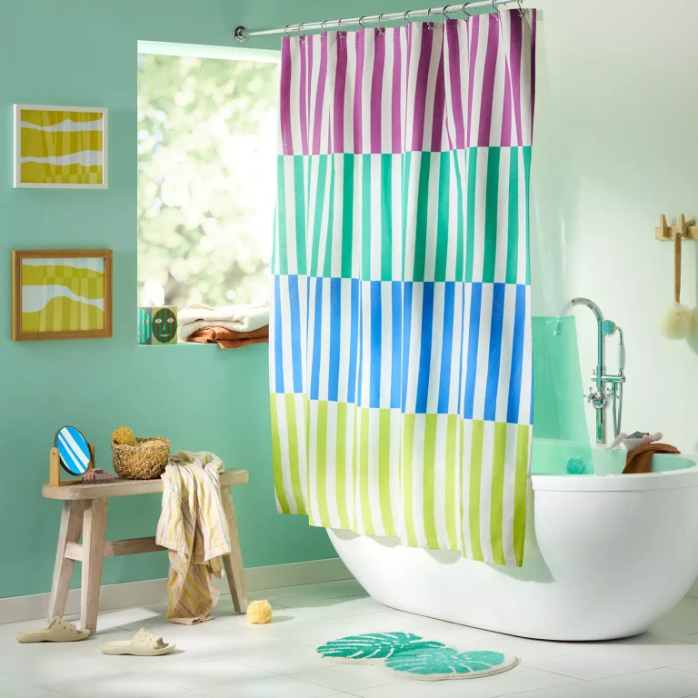 TOWN & COUNTRY EVERYDAY Sophia Textured Solid Cotton-Rich Breathable Fabric Shower Curtain with Reinforced Buttonhole