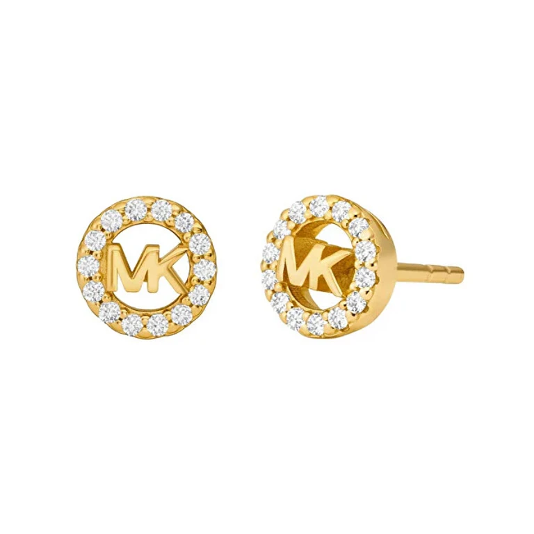 Gold-Plated Button Earrings with Zirconia Mkc1727Cz710