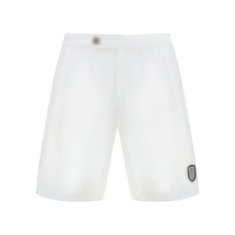 White Tailored Shorts With Button Detail