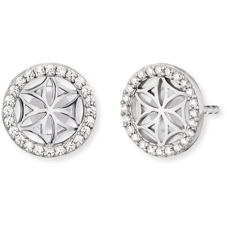 Flower of Life Silver Earrings with ERE-LILLIFL-ZST Zircons
