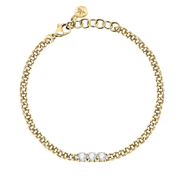 Charming Gold Bracelet With Clear Crystals Poetica Sauz12