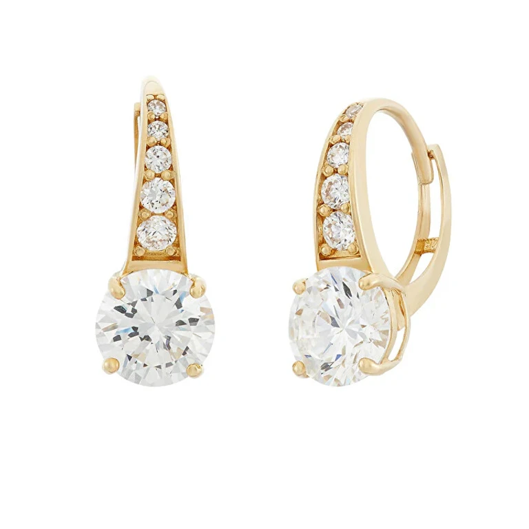 Gold-Plated Earrings with Clear Zircons Svle0974Xh2Go00