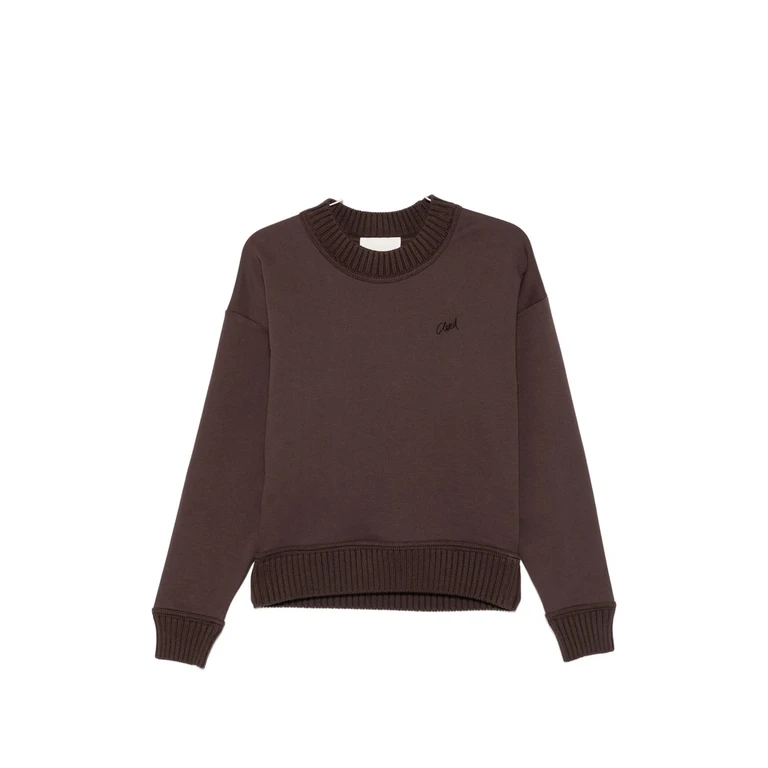 Ribbed-trim Logo-embroidered Sweatshirt
