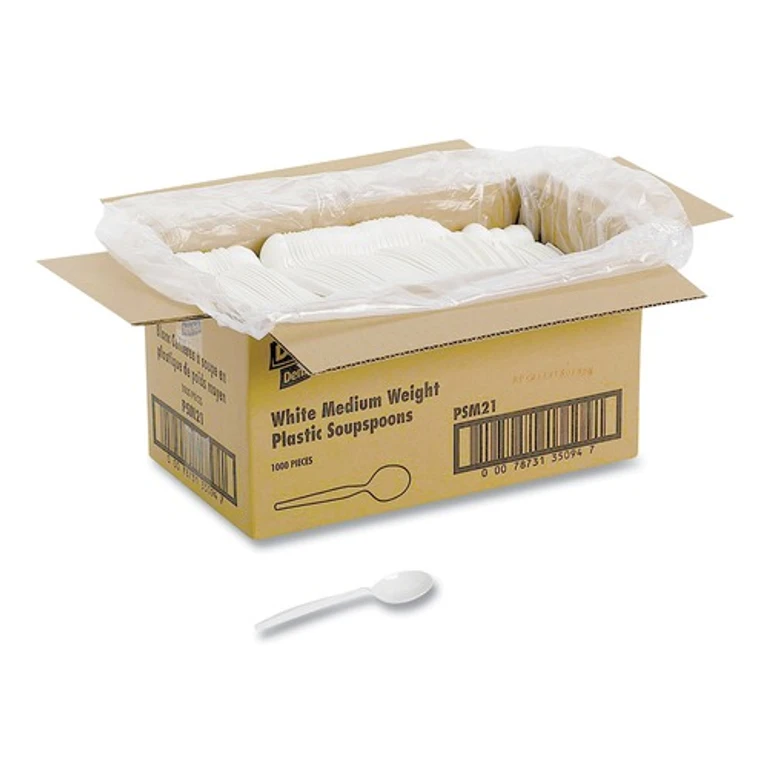 Plastic Mediumweight Soup Spoons - White (1000/Carton)