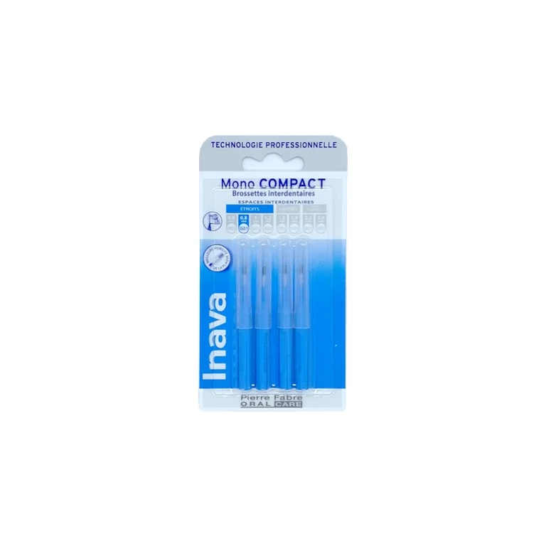 Mono Compact Narrow Interdental Brushes 0.8mm Blue x4
