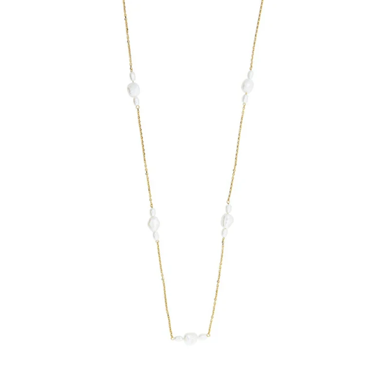Long Necklace Gold Plated With Freshwater Pearls Sc560