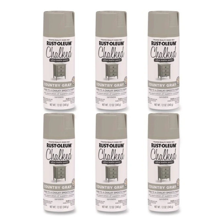 302593 Ultra Matte Chalked Paint, Matte Country Gray, 12 oz Aerosol Can, 6/Carton