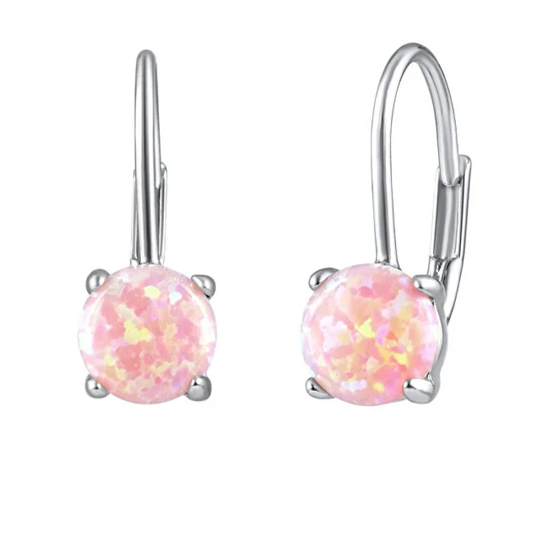 Silver Earrings with Synthetic Pink Opal Lps1398P