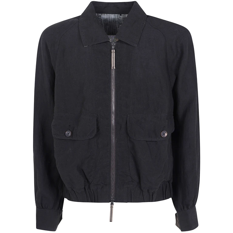 Jacket Zippered Black "Puppytooth Cropped Aviator Jacket"