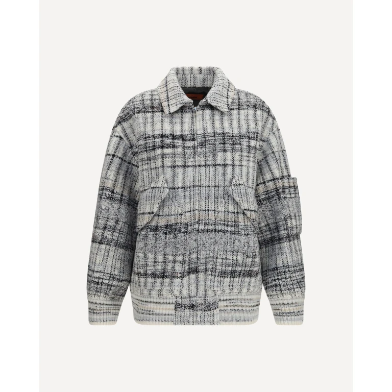 Oversized check wool-blend Bomber Jacket Female XS