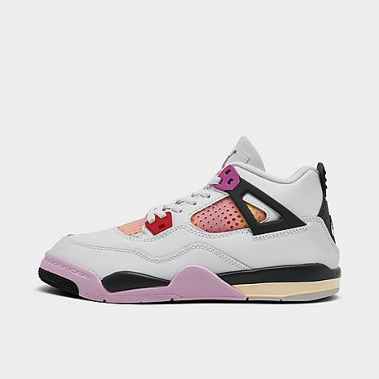 Little Kids Air Retro 4 Basketball Shoes in Off White/Anthracite/Fire Pink Size: 1.0