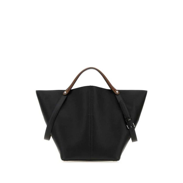Black Leather Dress-Age Shopping Bag Blackchestnutblack Borse A Mano