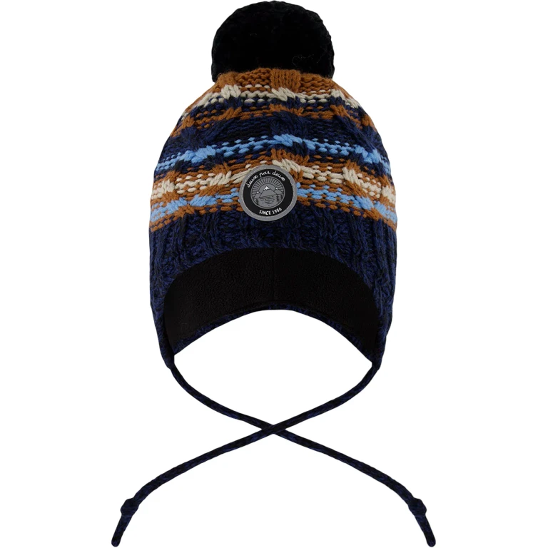 Taupe Lined Peruvian Knit Winter Hat with Pompom - Little Boy