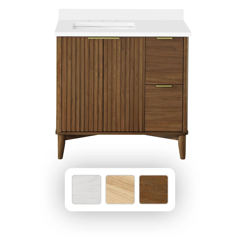 Gabi 36' W x 22' D Freestanding Bathroom Vanity with Sink - Warm Walnut:- Warm Walnut