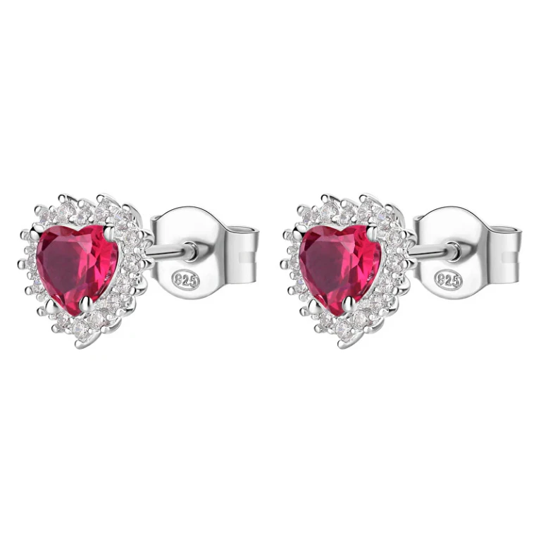 Silver Earrings with Ruby and Passion Fpr51