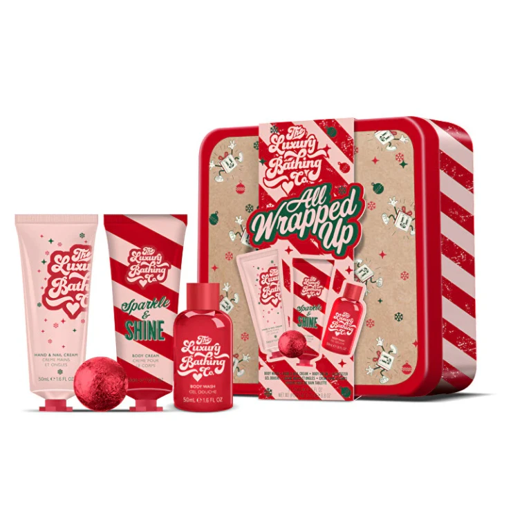 Mini Gift Set for Body Care in a Tin Box Sweet Christmas, Cocoa and Vanilla 4 Pieces