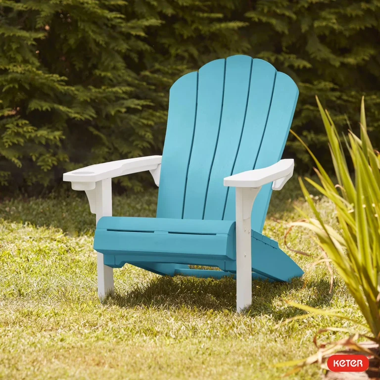 Everest Adirondack Chair with Integrated Cupholder:- Teal & White