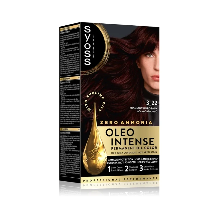 Oleo Intense permanent hair dye with oil color 3-22 Midnight Bordeaux