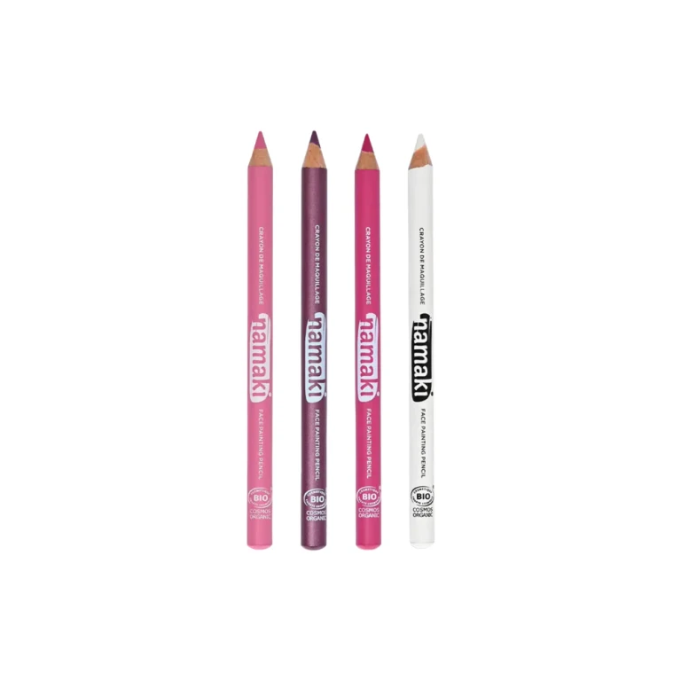 Set of 4 Slim Face Painting Pencils, Pink/Fuchsia/Pink/White