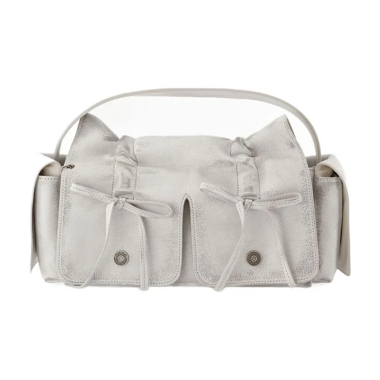 Multipocket Vintage Leather Shoulder Bag â White