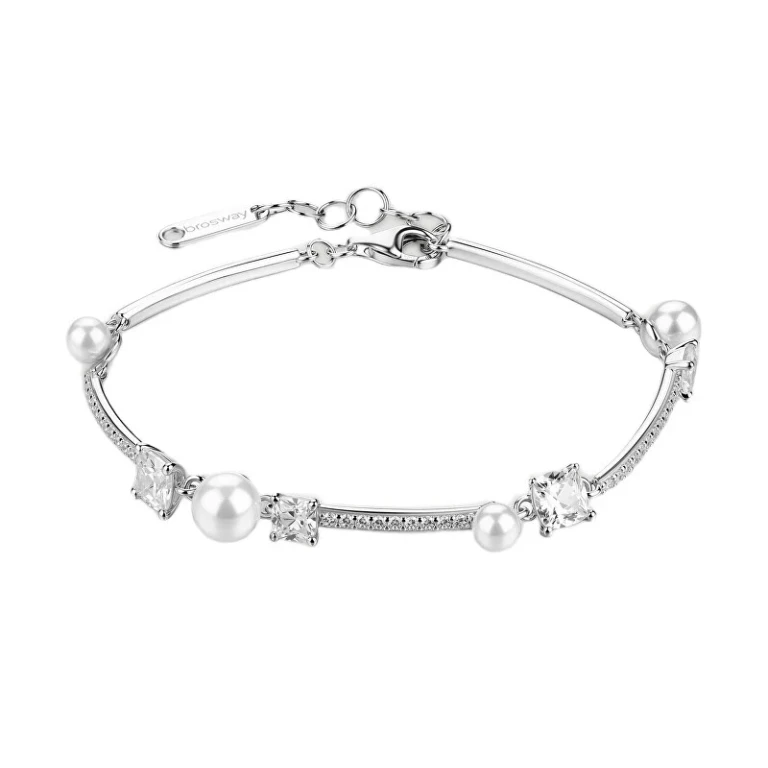 Silver Bracelet With Cubic Zirconia And Fancy Pearls Infinite White Fiw173