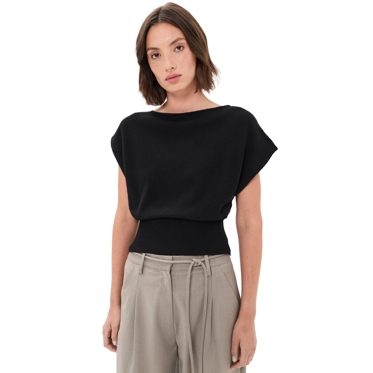 Cashmere Asymmetrical Top Black M