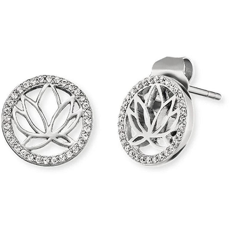 ERE-LOTUS-ZI-ST Sparkling Lotus Flower Earrings