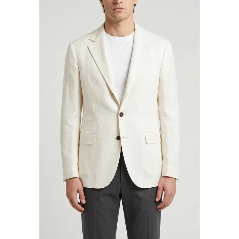 Off White Linen Silk Blazer