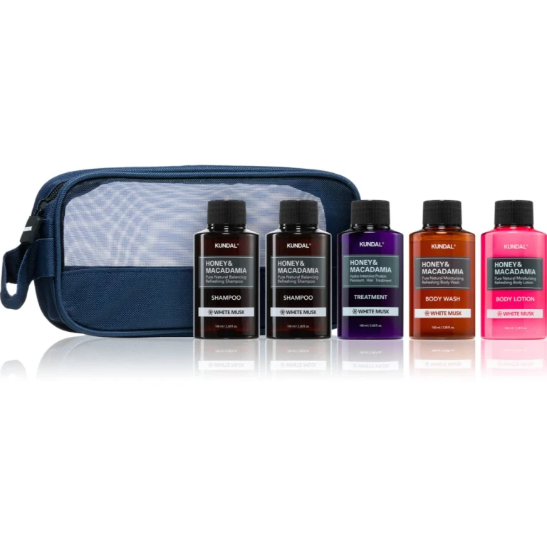 Honey & Macadamia White Musk Travel Cosmetic Set for Body and Hair